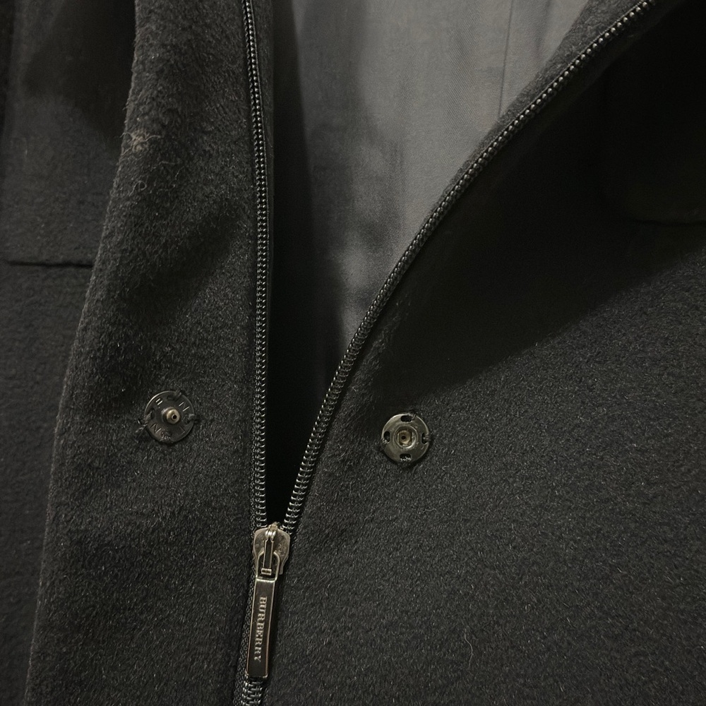 347 Burberry London | NWOT Italy $2900 Black Wool Cashmere Hooded Coat (Size 12) - Picture 10 of 13